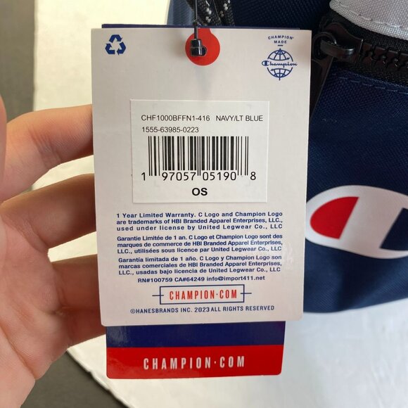 Champion 15” Backpack Navy Blue cript Logo,Laptop Sleeve,Padded Straps New - Picture 16 of 16